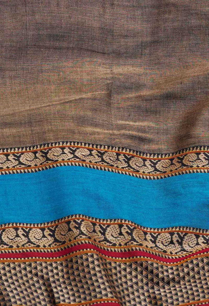 Brown Pure Handloom Pavani Kanchi Cotton Saree-UNM60742