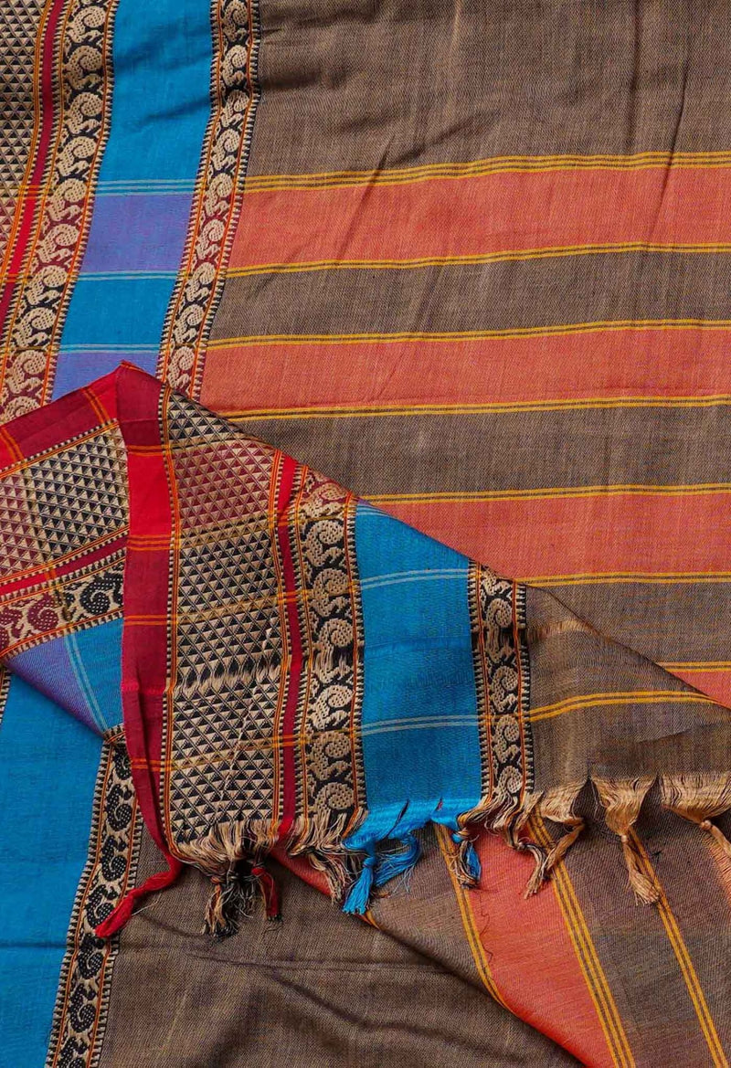 Online Shopping for Brown Pure Handloom Pavani Kanchi Cotton Saree with Weaving from Tamilnadu at Unnatisilks.comIndia
