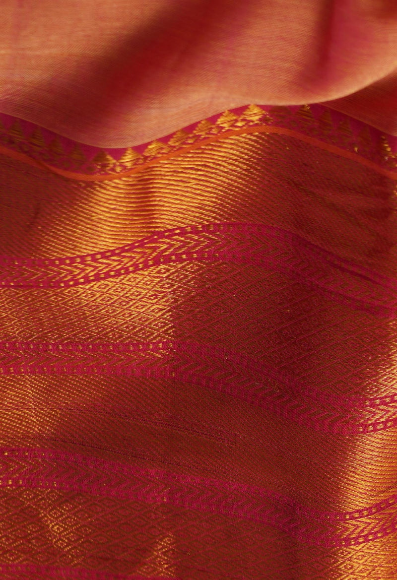 Orange-Pink Pure Handloom Pavani Narayanpet Cotton Saree