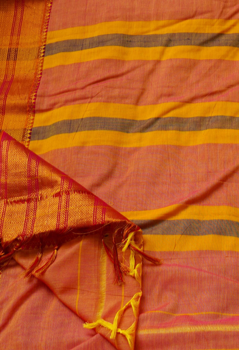 Online Shopping for Orange-Pink Pure Handloom Pavani Narayanpet Cotton Saree with Weaving from Andhra Pradesh at Unnatisilks.comIndia
