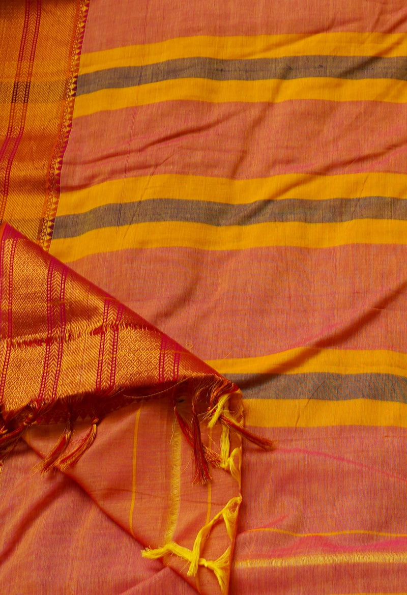 Online Shopping for Orange-Pink Pure Handloom Pavani Narayanpet Cotton Saree with Weaving from Andhra Pradesh at Unnatisilks.comIndia
