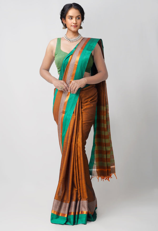 Online Shopping for Brown Pure Handloom Pavani Chettinad Cotton Saree with Weaving from Tamilnadu at Unnatisilks.comIndia
