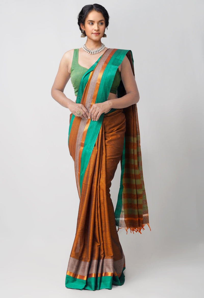 Online Shopping for Brown Pure Handloom Pavani Chettinad Cotton Saree with Weaving from Tamilnadu at Unnatisilks.comIndia
