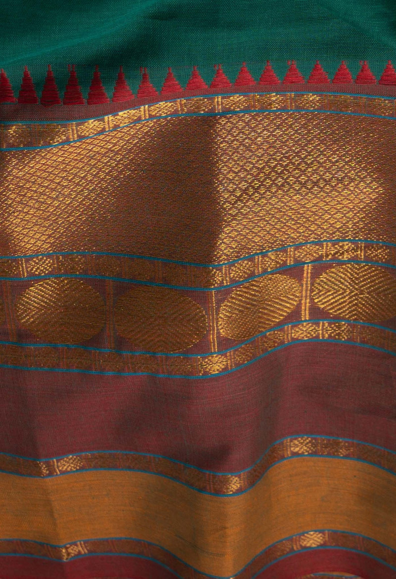 Green Pure Handloom Pavani Narayanpet Cotton Saree-UNM60802