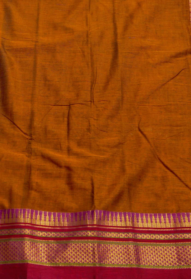 Online Shopping for Rust Orange Pure Handloom Pavani Narayanpet Cotton Saree with Weaving from Tamil Nadu at Unnatisilks.comIndia
