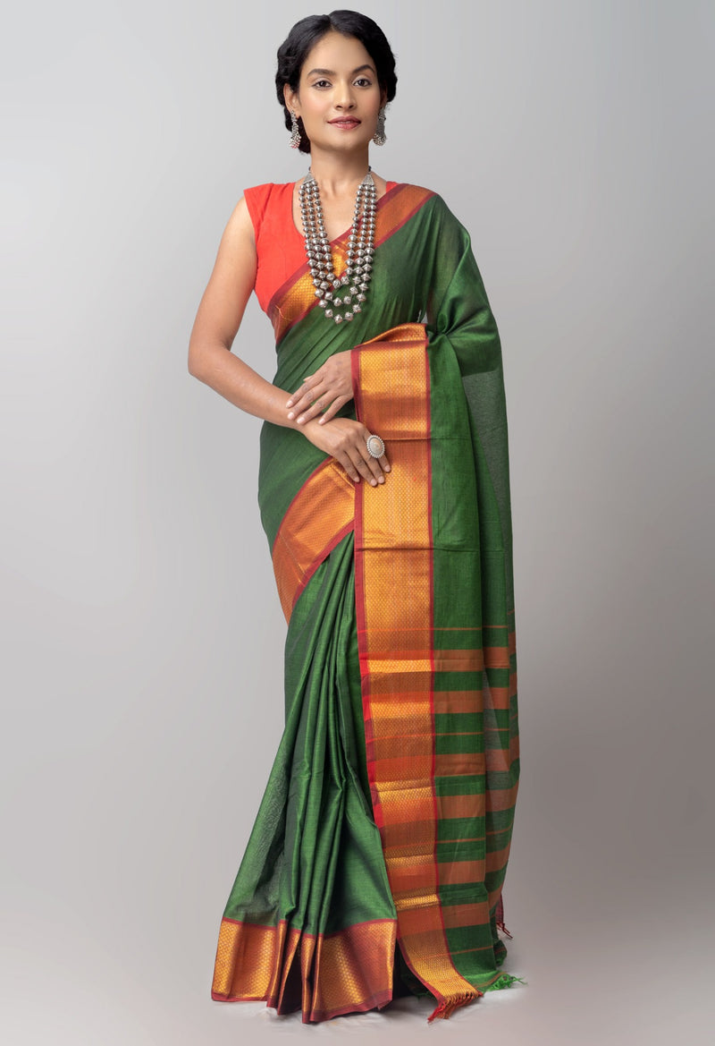 Online Shopping for Green Pure Handloom Pavani Narayanpet Cotton Saree with Weaving from Andhra Pradesh at Unnatisilks.comIndia
