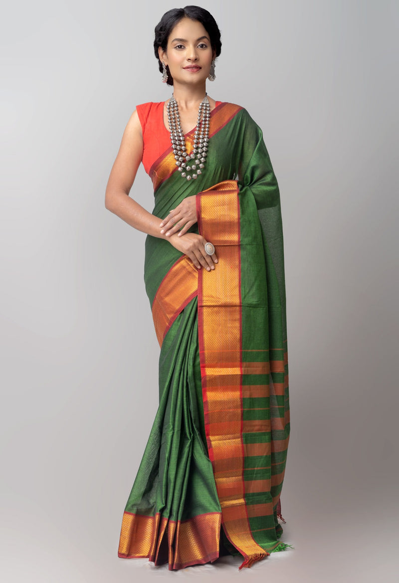 Online Shopping for Green Pure Handloom Pavani Narayanpet Cotton Saree with Weaving from Andhra Pradesh at Unnatisilks.comIndia
