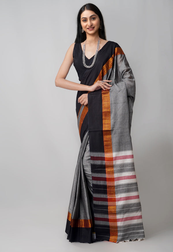 Online Shopping for Grey Pure Handloom Pavani Narayanpet Cotton Saree with Weaving from Andhra Pradesh at Unnatisilks.comIndia

