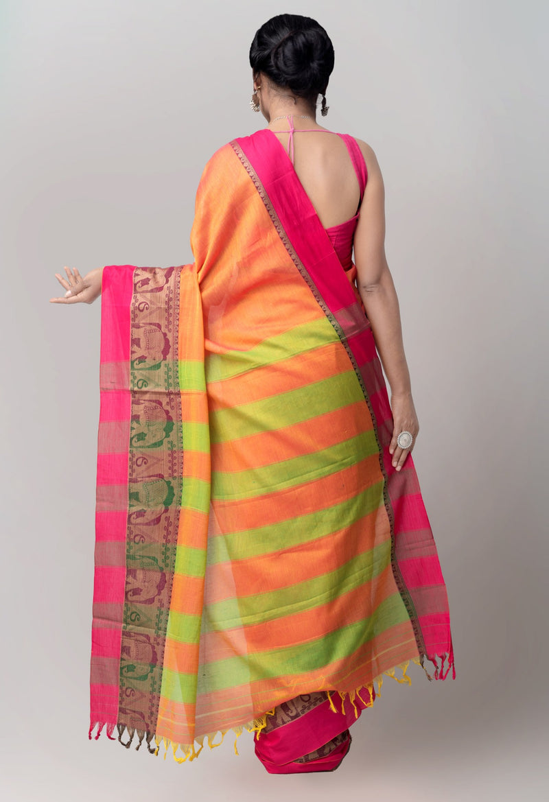 Online Shopping for Orange Pure Handloom Pavani Narayanpet Cotton Saree with Weaving from Andhra Pradesh at Unnatisilks.comIndia
