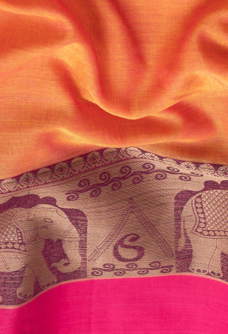 Orange Pure Handloom Pavani Narayanpet Cotton Saree