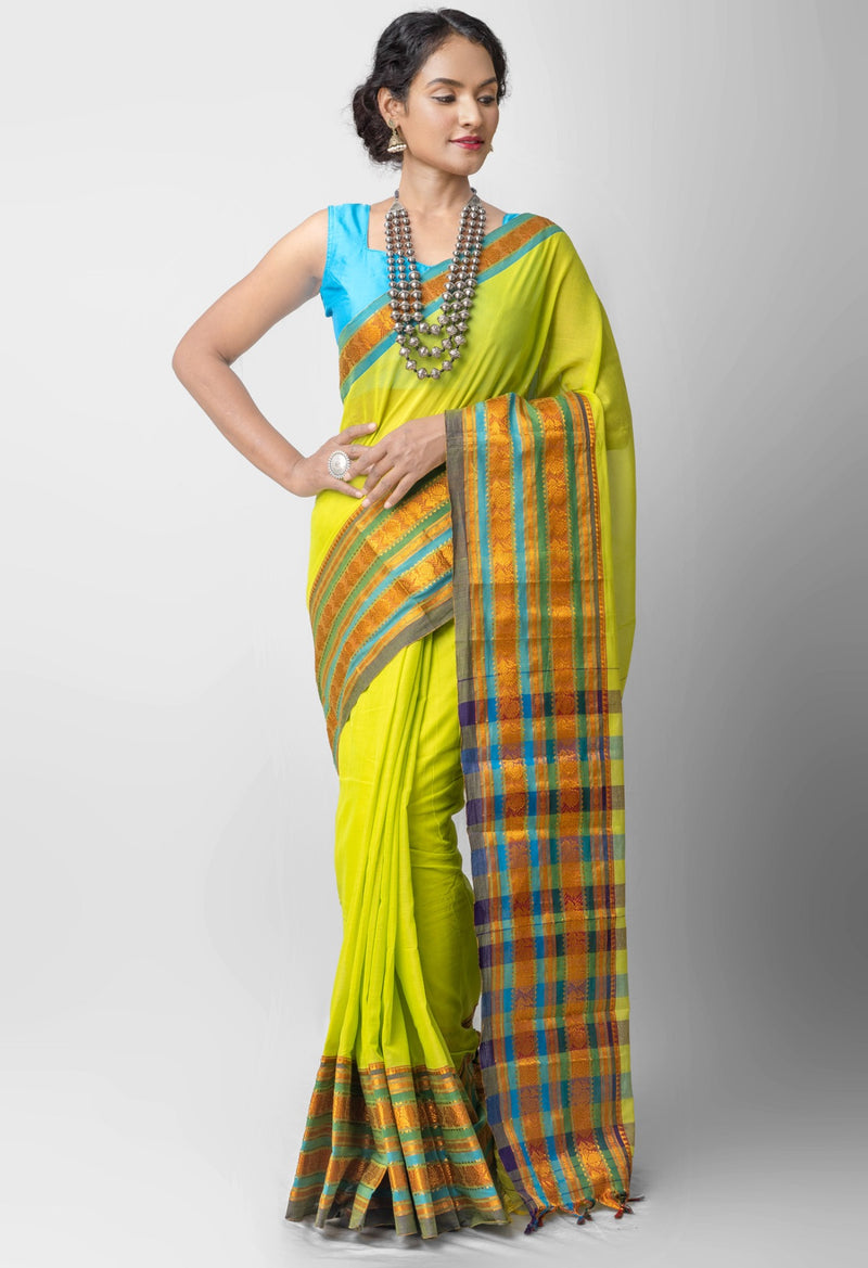 Online Shopping for Green Pure Handloom Pavani Narayanpet Cotton Saree with Weaving from Andhra Pradesh at Unnatisilks.comIndia
