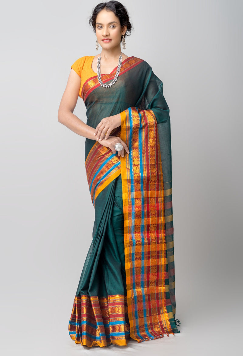 Online Shopping for Green Pure Handloom Pavani Narayanpet Cotton Saree with Weaving from Andhra Pradesh at Unnatisilks.comIndia
