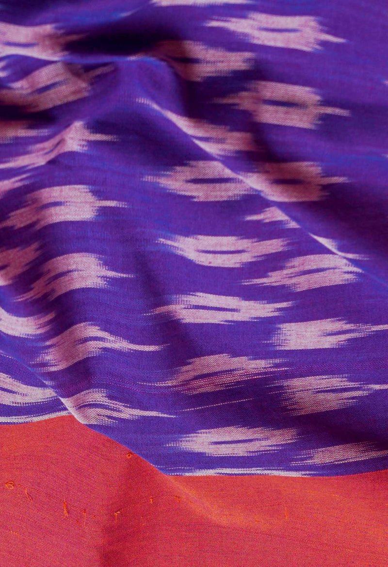 Blue Pure Ikat Pochampally Mercerized Cotton Saree-UNM61105