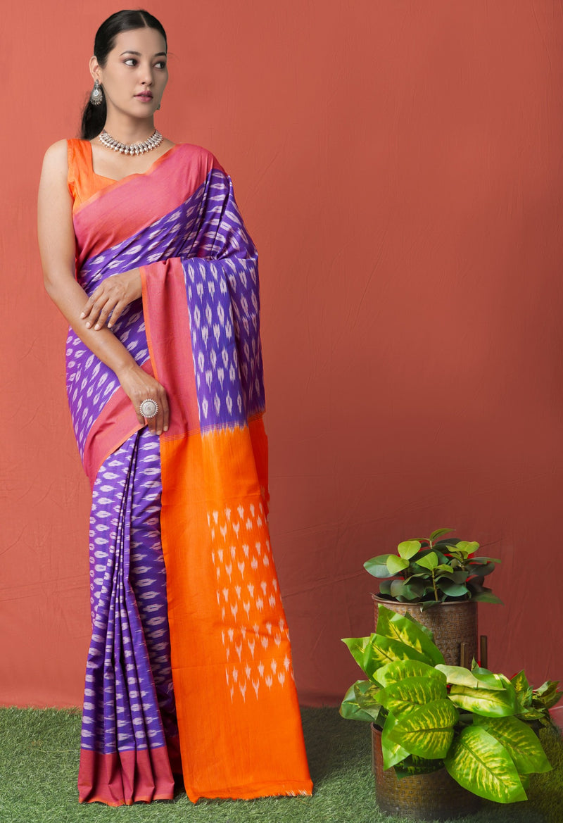 Online Shopping for Blue Pure Ikat Pochampally Mercerized Cotton Saree with Weaving from Andhra Pradesh at Unnatisilks.comIndia
