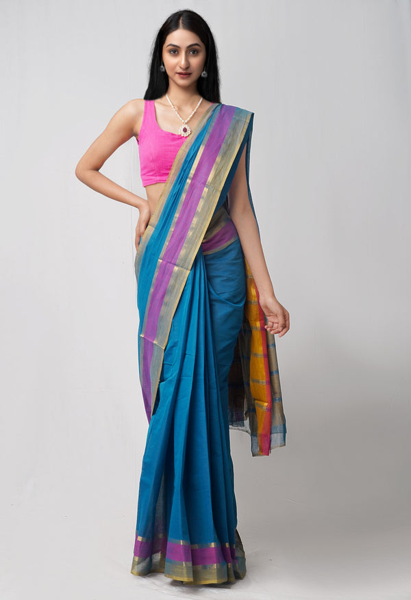 Blue Pure Pavani Mangalagiri Cotton Saree