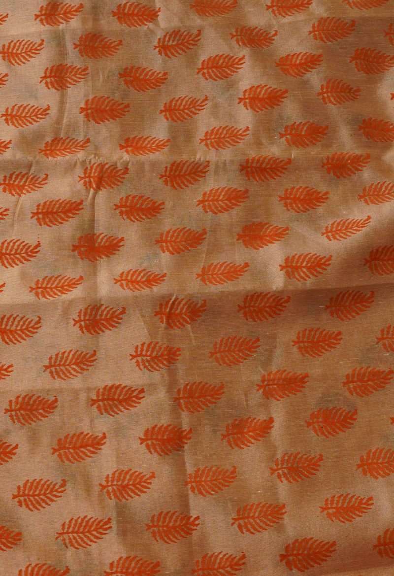 Online Shopping for Brown  Block Printed Mysore Silk Saree with Hand Block Prints from Karnataka at Unnatisilks.comIndia
