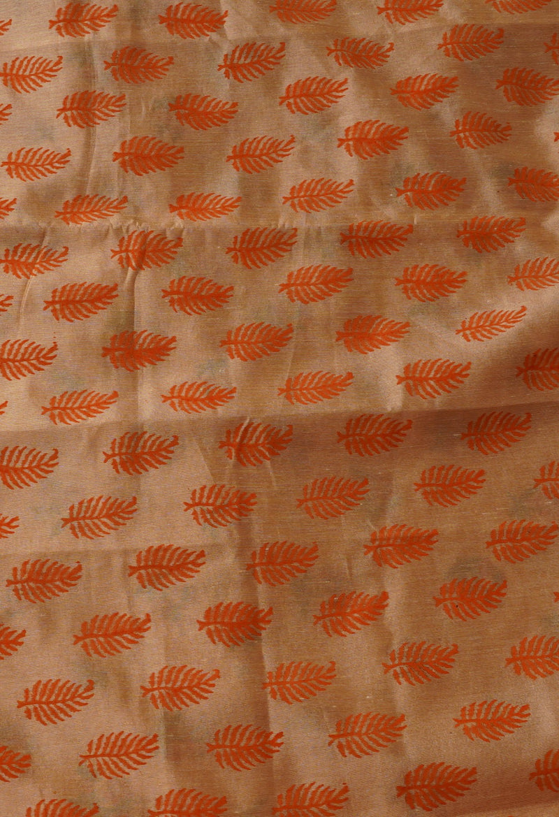 Online Shopping for Brown  Block Printed Mysore Silk Saree with Hand Block Prints from Karnataka at Unnatisilks.comIndia
