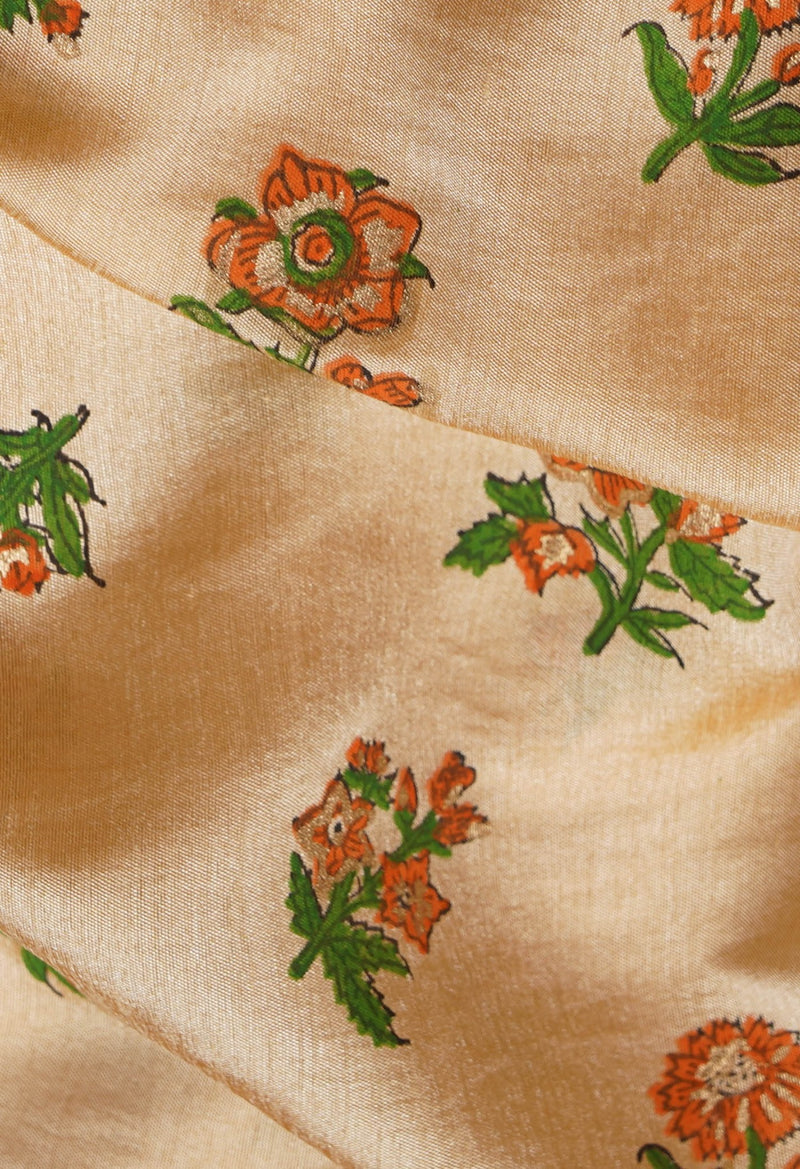 Online Shopping for Brown  Block Printed Mysore Silk Saree with Hand Block Prints from Karnataka at Unnatisilks.comIndia
