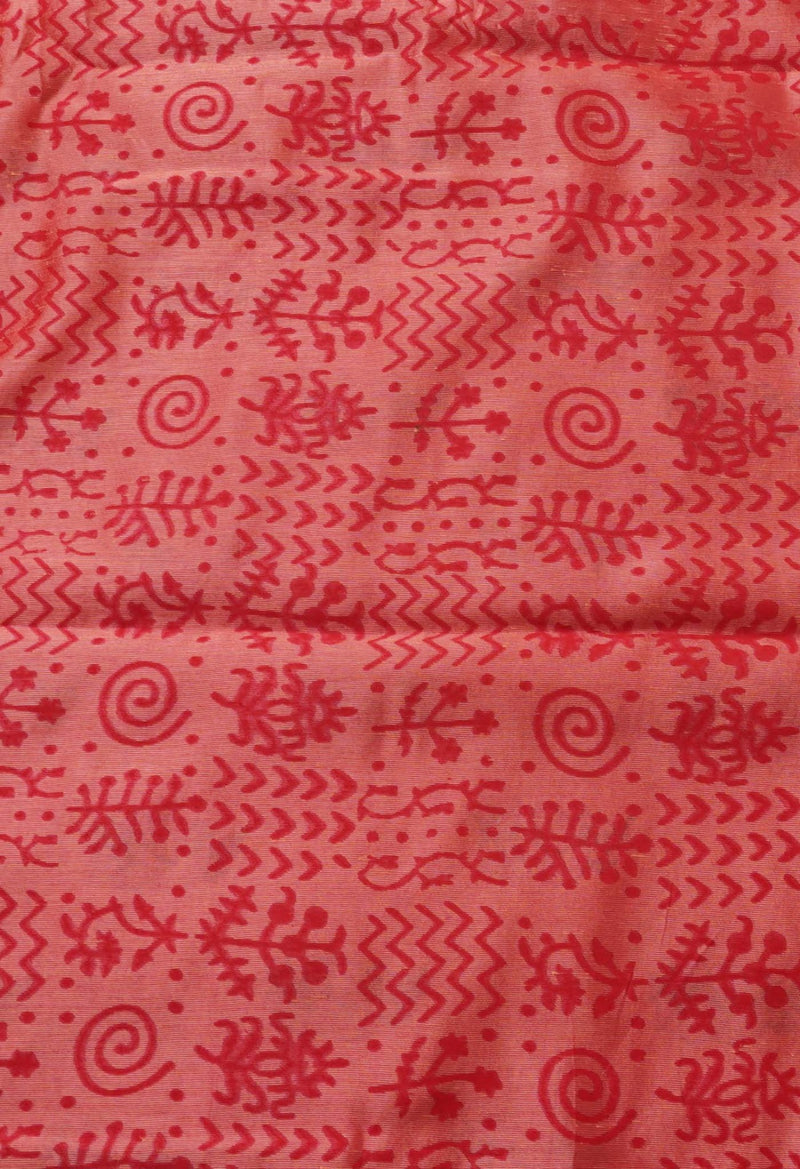 Online Shopping for Peach  Block Printed Mysore Silk Saree with Hand Block Prints from Karnataka at Unnatisilks.comIndia
