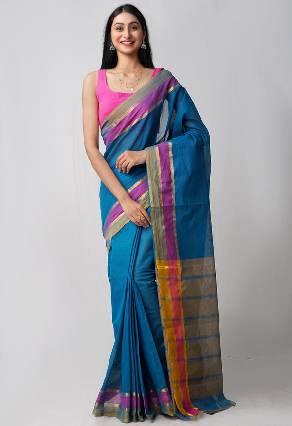 Online Shopping for Blue Pure Pavani Mangalagiri Cotton Saree with Weaving from Andhra Pradesh at Unnatisilks.comIndia
