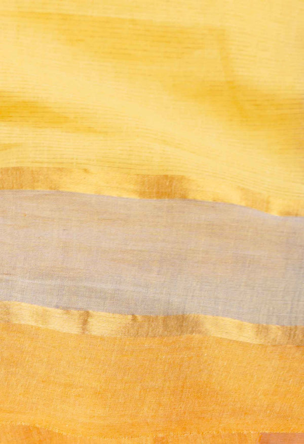 Yellow Pure Pavani Mangalagiri Cotton Saree-UNM61179