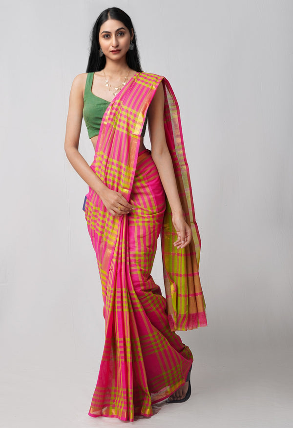 Online Shopping for Pink Pure Pavani Mangalagiri Cotton Saree with Weaving from Andhra Pradesh at Unnatisilks.comIndia
