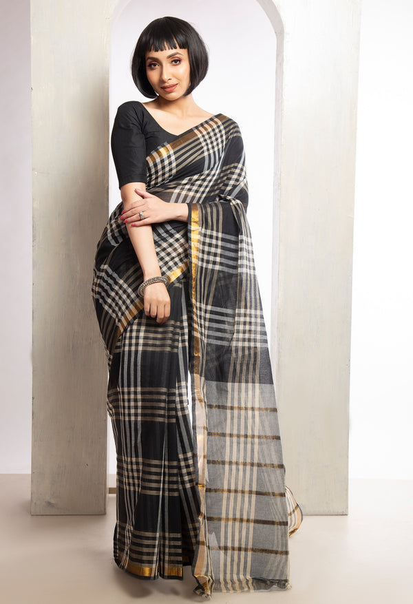 Online Shopping for Black Pure Pavani Mangalagiri Cotton Saree with Weaving from Andhra Pradesh at Unnatisilks.comIndia
