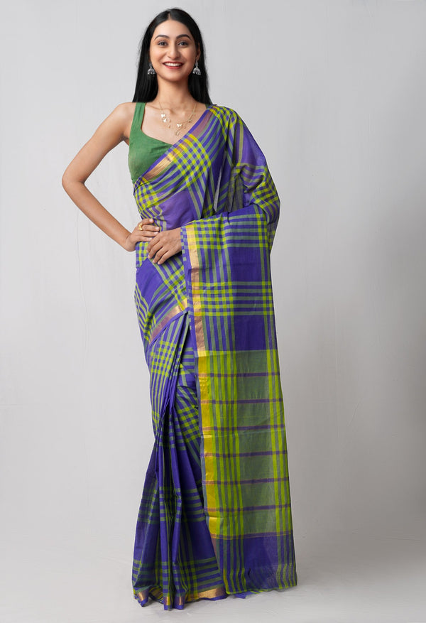 Online Shopping for Violet-Green Pure Pavani Mangalagiri Cotton Saree with Weaving from Andhra Pradesh at Unnatisilks.comIndia
