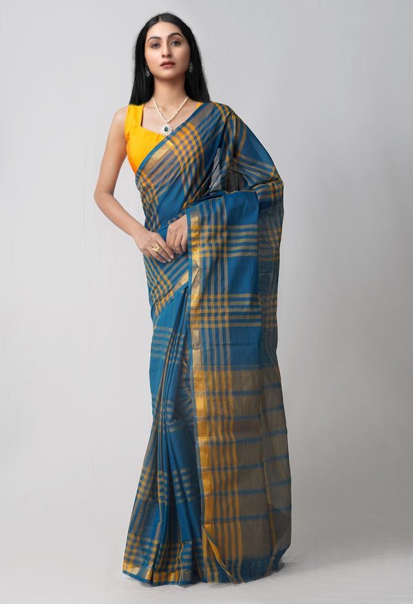 Online Shopping for Blue Pure Pavani Mangalagiri Cotton Saree with Weaving from Andhra Pradesh at Unnatisilks.comIndia
