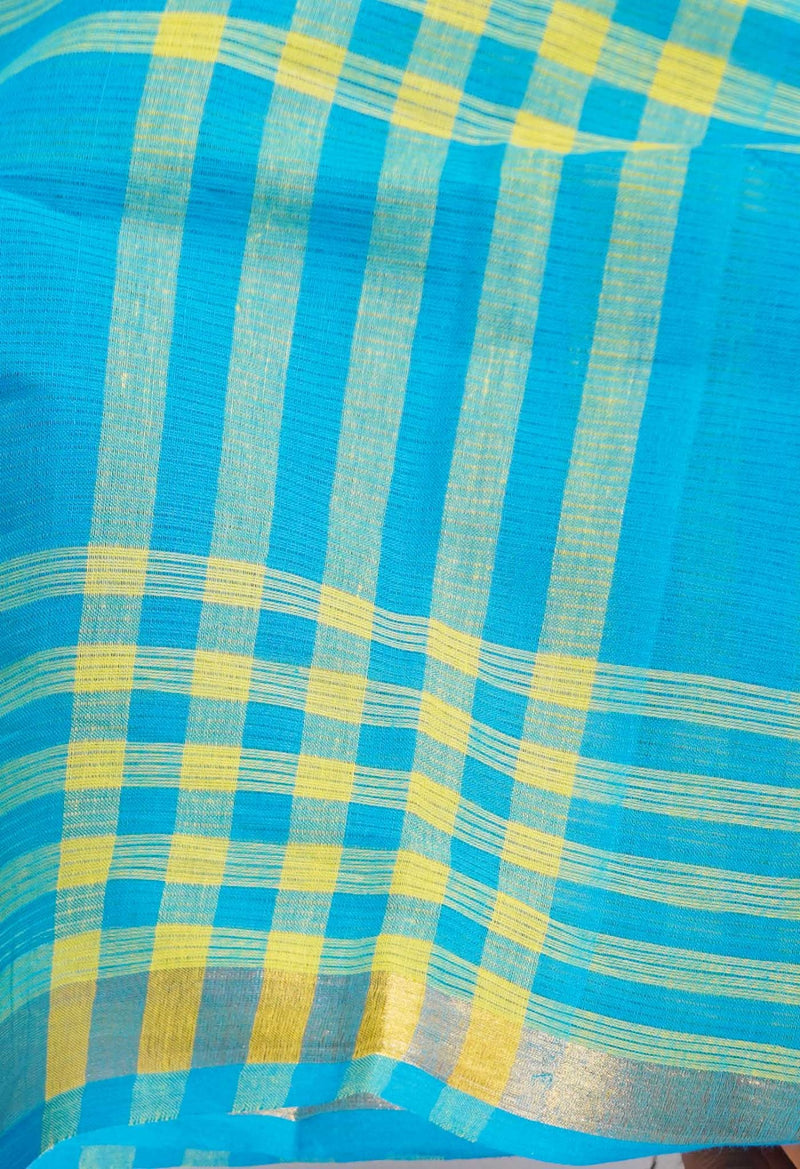 Blue Pure Pavani Mangalagiri Cotton Saree