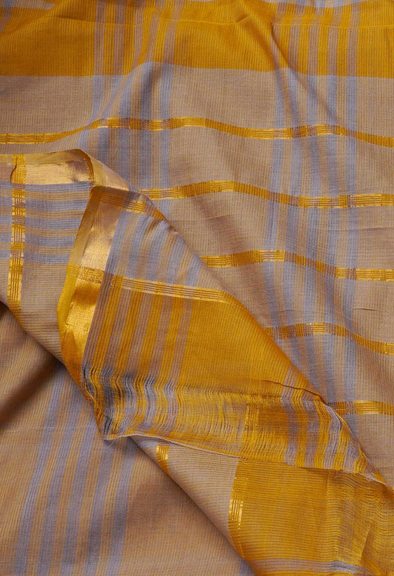 Brown Pure Pavani Mangalagiri Cotton Saree