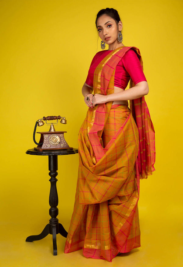 Online Shopping for Brown Pure Pavani Mangalagiri Cotton Saree with Weaving from Andhra Pradesh at Unnatisilks.comIndia