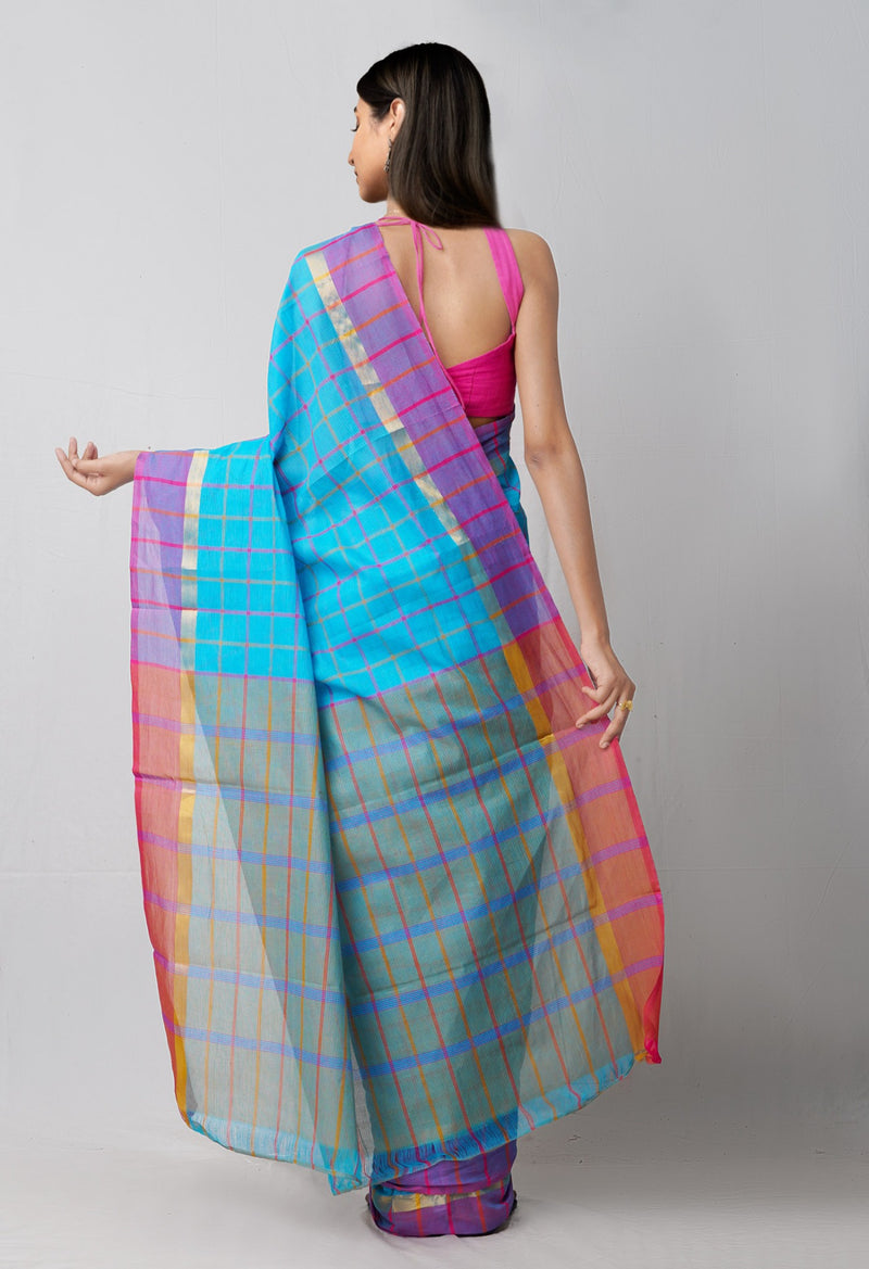 Online Shopping for Blue Pure Pavani Mangalagiri Cotton Saree with Weaving from Andhra Pradesh at Unnatisilks.comIndia
