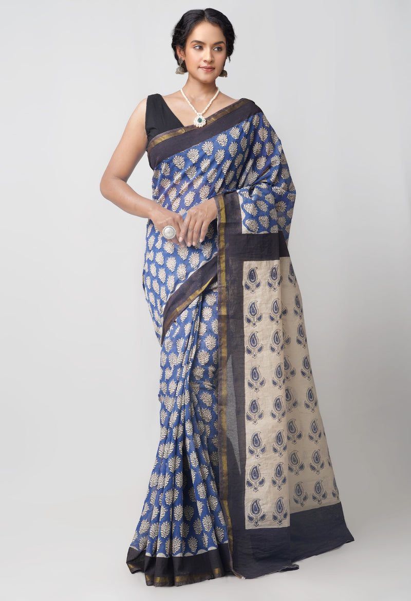 Blue  Bagh Maheshwari Sico Saree