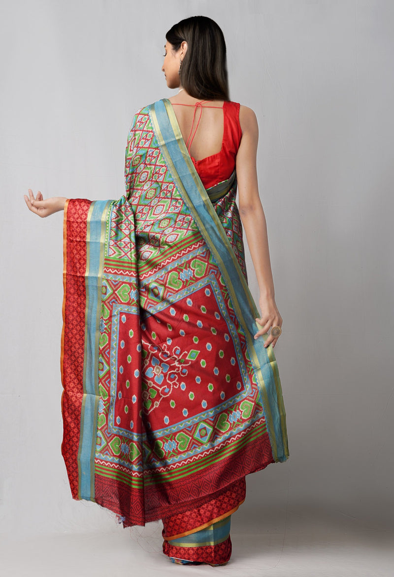 Online Shopping for Multi  Rajkot Patola Soft Silk Saree with Weaving from Punjab at Unnatisilks.comIndia
