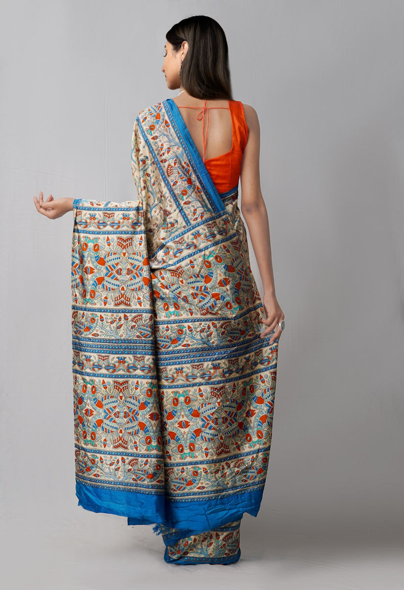 Online Shopping for Brown  Madhubani Art Silk Saree with Weaving from Punjab at Unnatisilks.comIndia
