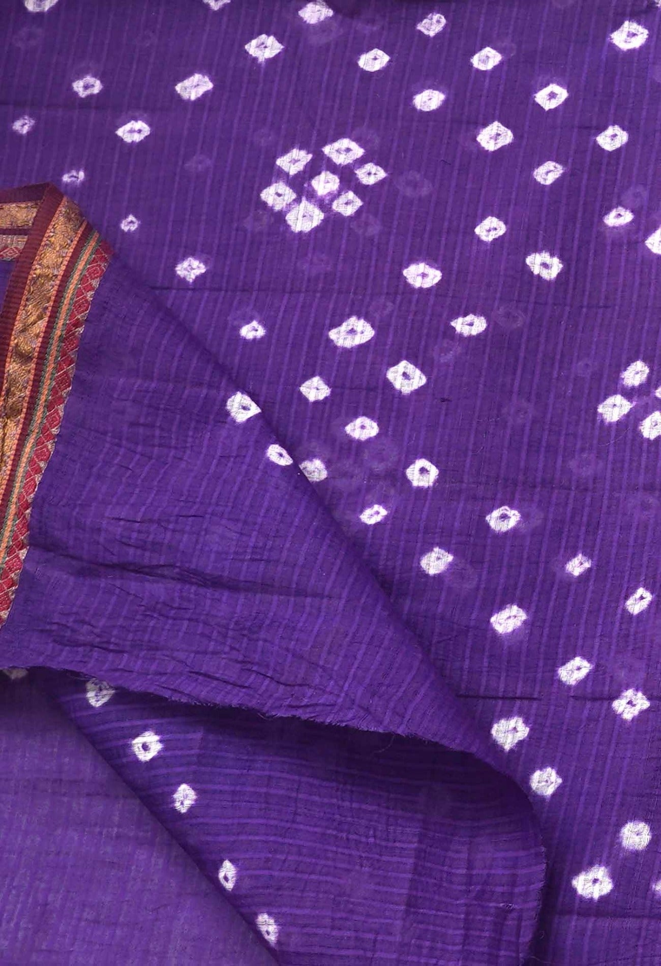 Online Shopping for White-Violet Pure Bandhani Cotton Saree with Tie-N-Dye from Rajasthan at Unnatisilks.comIndia
