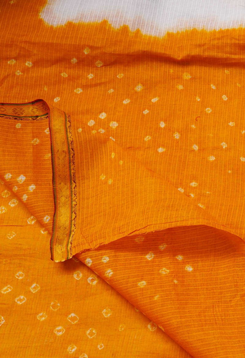 Online Shopping for White-Yellow Pure Bandhani Cotton Saree with Tie-N-Dye from Rajasthan at Unnatisilks.comIndia
