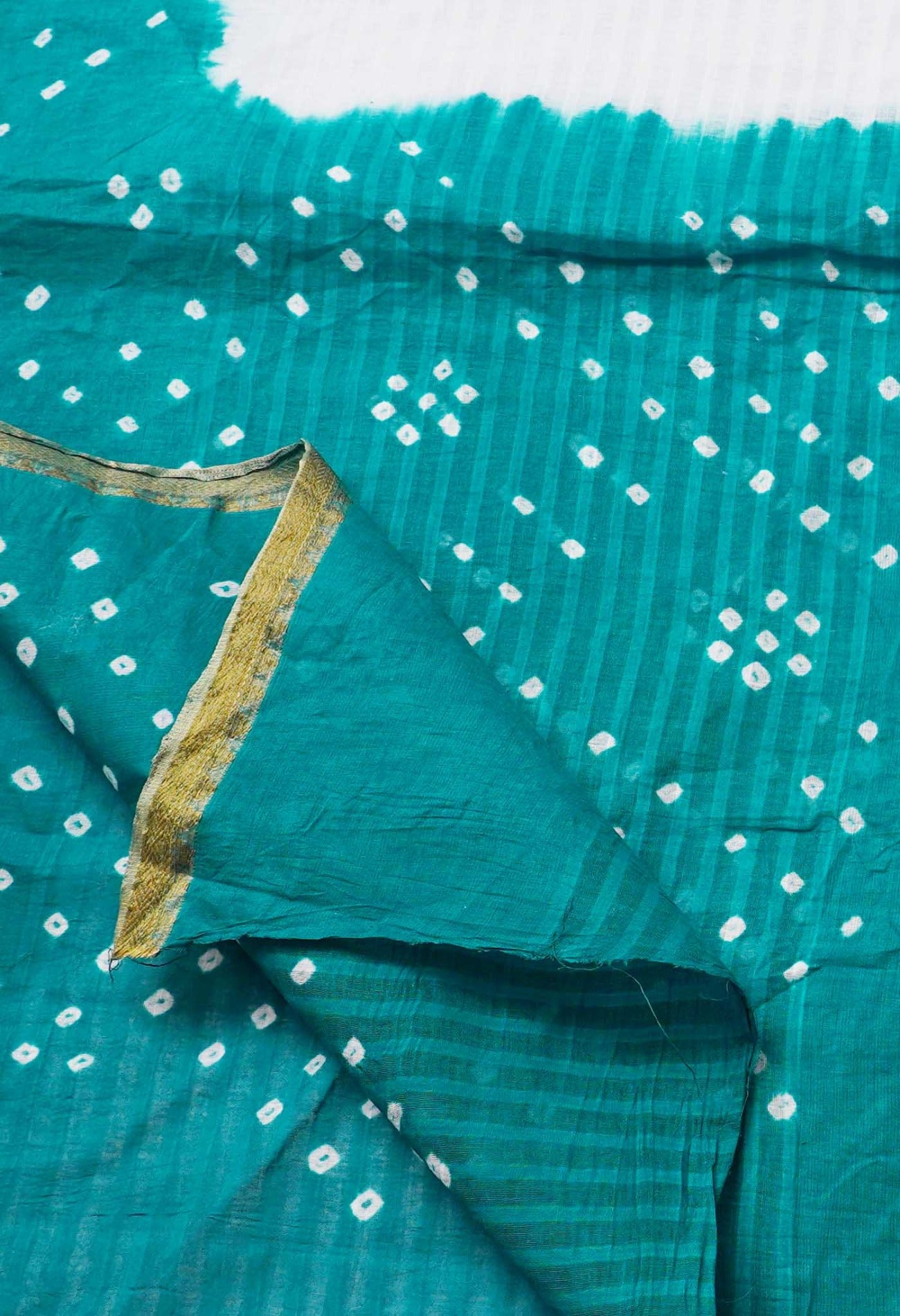 Online Shopping for White-Green Pure Bandhani Cotton Saree with Tie-N-Dye from Rajasthan at Unnatisilks.comIndia
