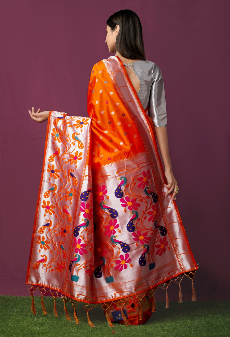 Online Shopping for Orange  Arani Kanjivaram Silk Cotton Saree with Weaving from Tamil Nadu at Unnatisilks.comIndia
