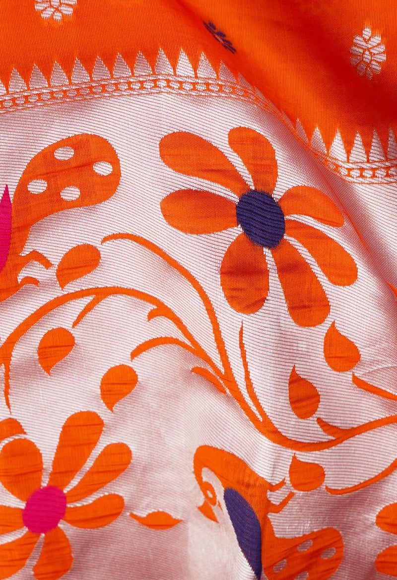 Online Shopping for Orange  Arani Kanjivaram Silk Cotton Saree with Weaving from Tamil Nadu at Unnatisilks.comIndia
