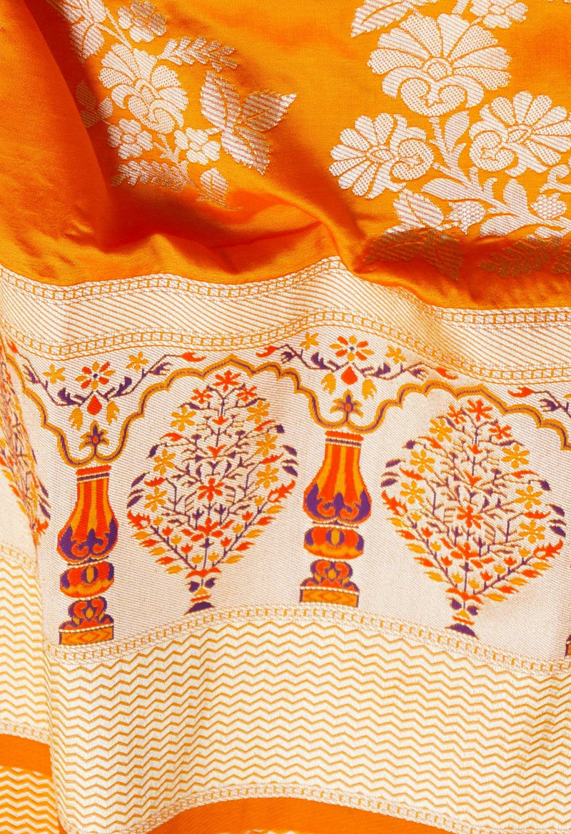 Online Shopping for Orange  Paithani Silk Saree with Weaving from Uttar Pradesh at Unnatisilks.comIndia
