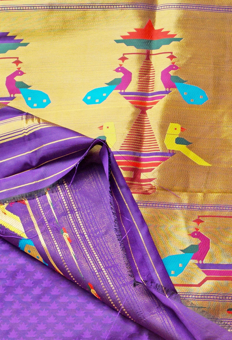 Violet  Paithani Silk Saree