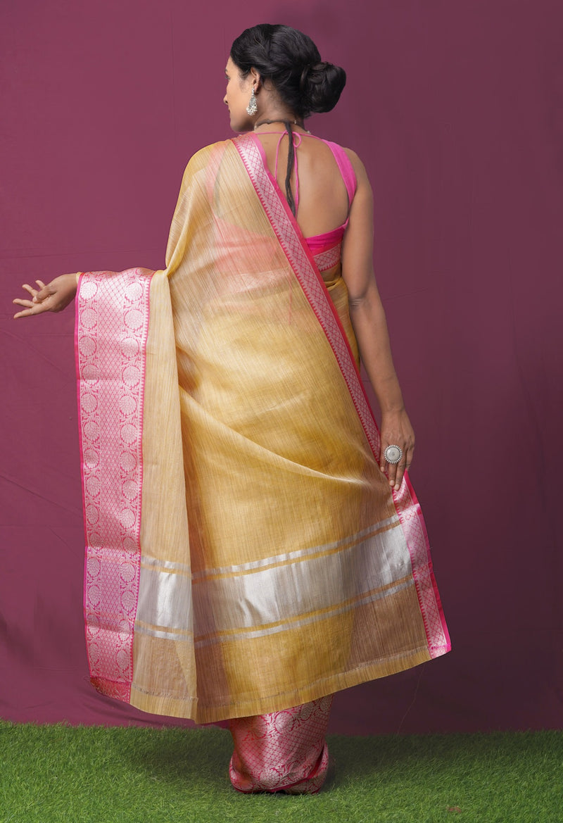 Online Shopping for Yellow  Kota Tissue Saree with Weaving from Rajasthan at Unnatisilks.comIndia
