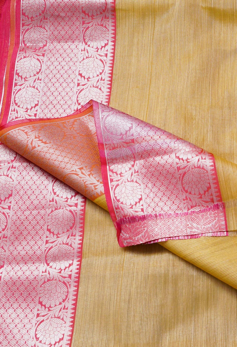 Yellow  Kota Tissue Saree