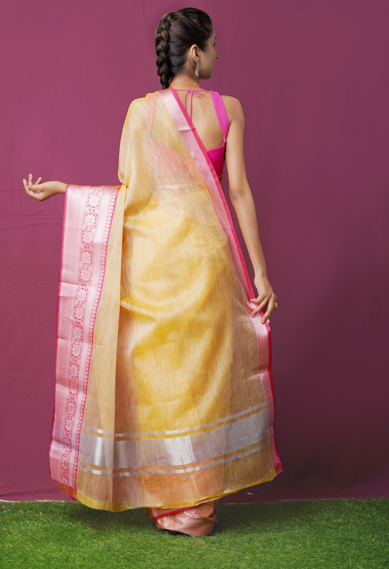 Online Shopping for Yellow  Kota Tissue Saree with Weaving from Rajasthan at Unnatisilks.comIndia

