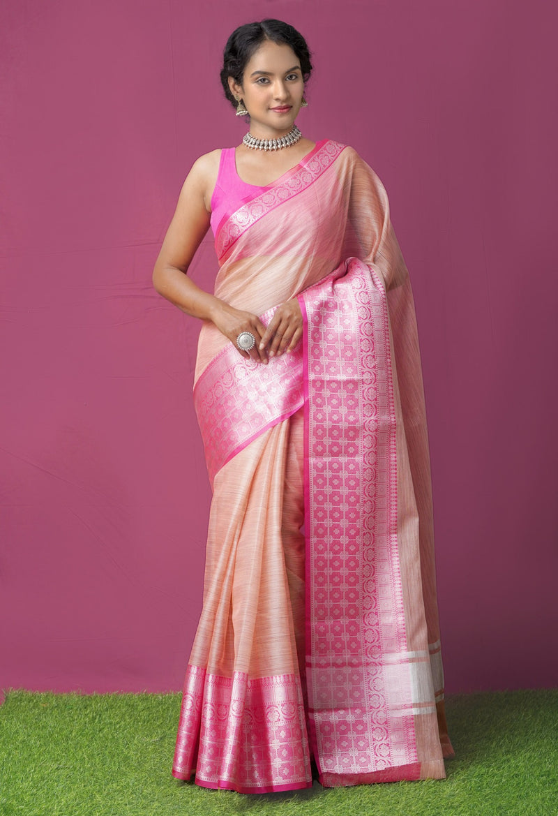 Pink  Kota Tissue Saree
