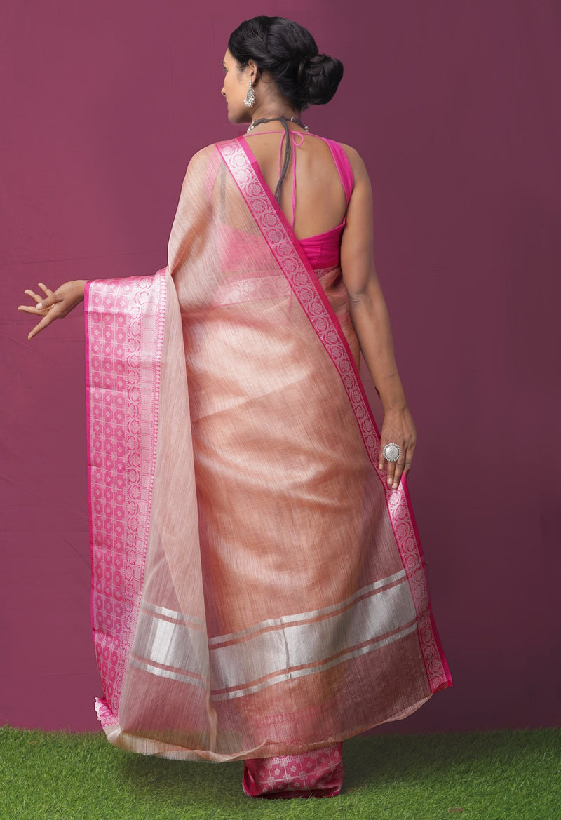 Online Shopping for Pink  Kota Tissue Saree with Weaving from Rajasthan at Unnatisilks.comIndia
