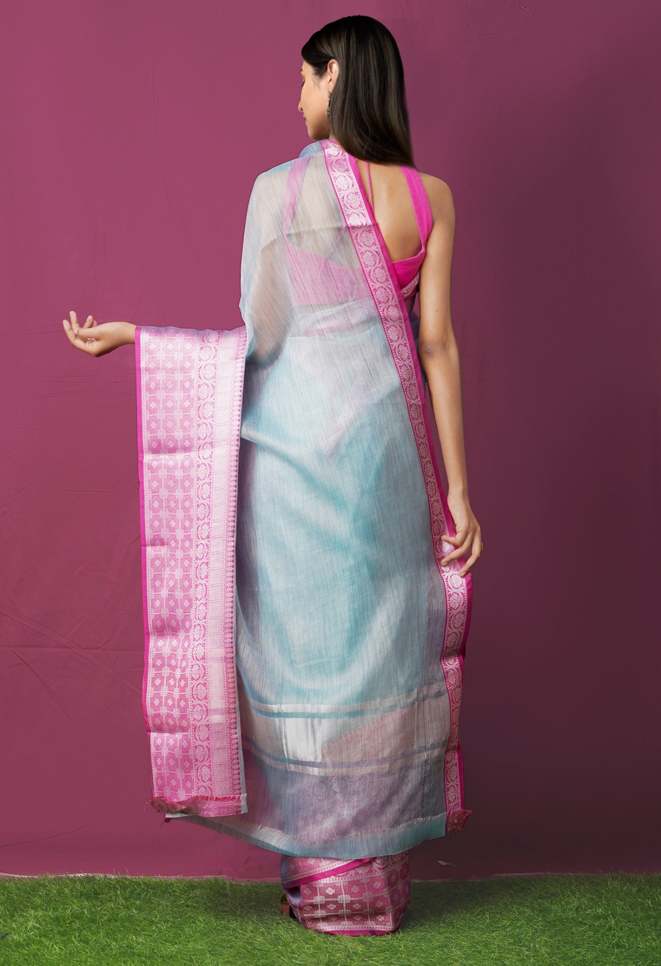 Online Shopping for Blue  Kota Tissue Saree with Weaving from Rajasthan at Unnatisilks.comIndia
