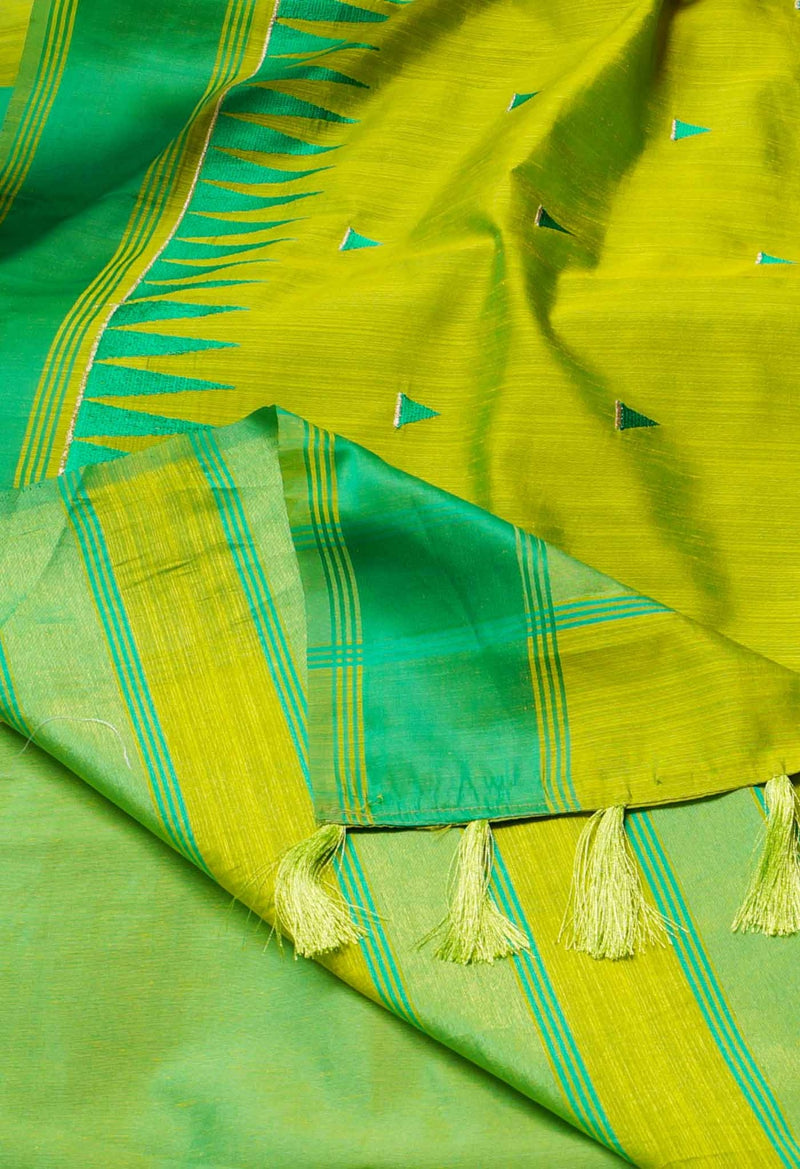Green  Mysore Sico Saree with Embroidery Work-UNM61489
